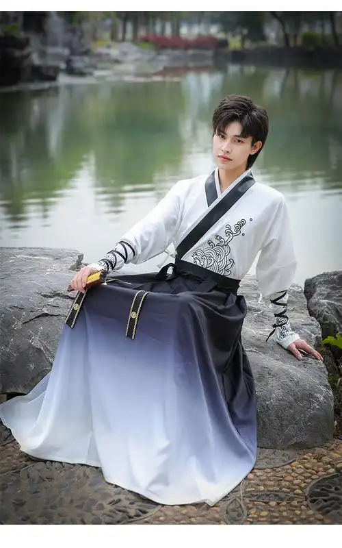 汉服男中国风古风武侠剑客男士大码公子学生班服套装秋冬古装衣服两岸