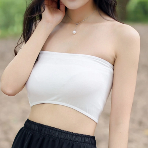 2件装夏季一片式蕾丝抹胸打底防走光裹胸布短款无肩性感内衣女