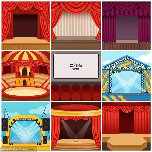 不同的彩色卡通舞台设置