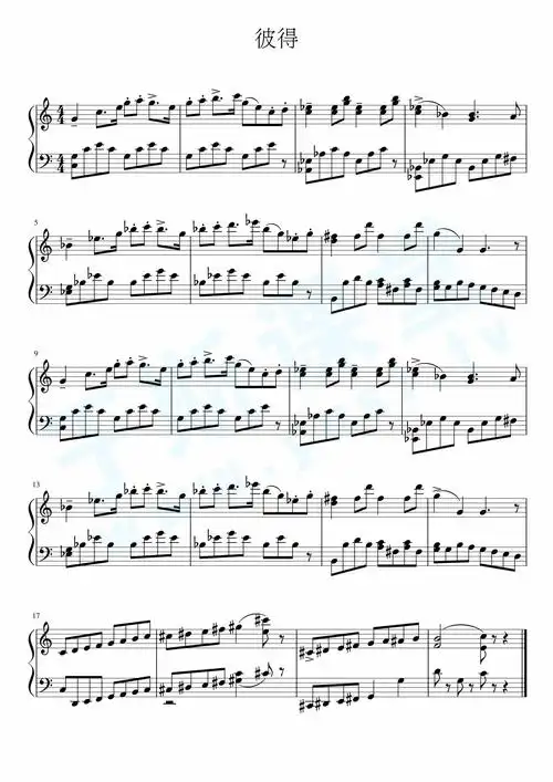 彼得(彼得与狼)钢琴曲谱,于斯课堂精心出品.