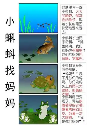 小蝌蚪找妈妈(1页4图a4纸)