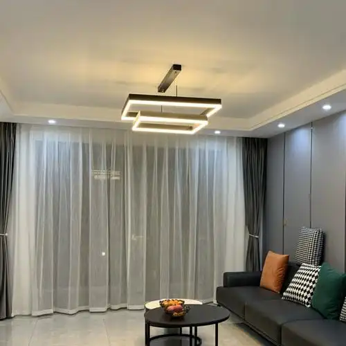 客厅吊灯2022年新款现代简约大气大灯轻奢方形北欧卧室餐厅套餐灯