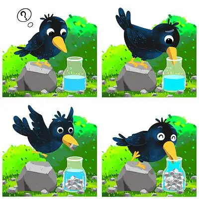 手绘卡通插画乌鸦喝水小学语文