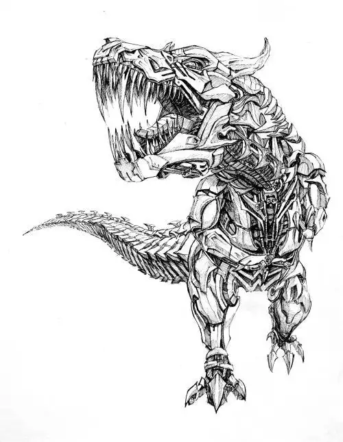 霸王龙变形金刚的简笔画