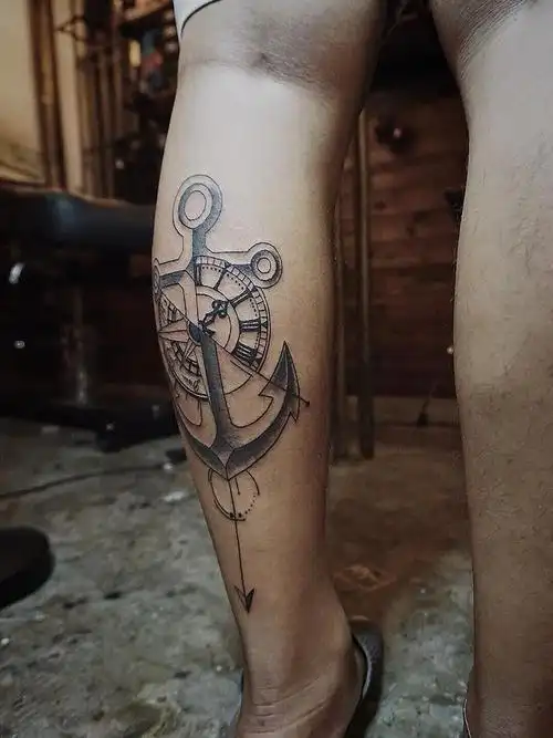 船锚指南针_纹身图案手稿图片_罗世豪的纹身作品集