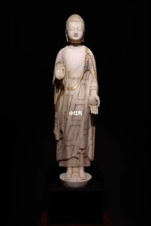 北齐汉白玉立佛造像高 117cm#佛像  #我要上热门  #古董古玩收藏