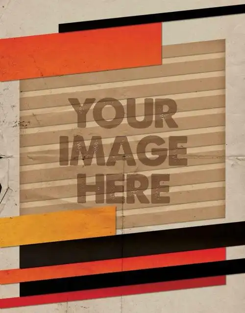 怀旧褶皱纸纹条纹美式海报橙色