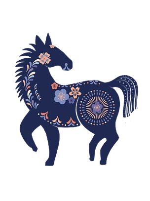 创意手绘剪纸传统十二生肖马装饰动物元素