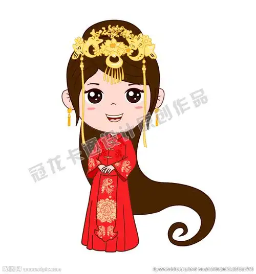 卡通新娘子矢量插图图片