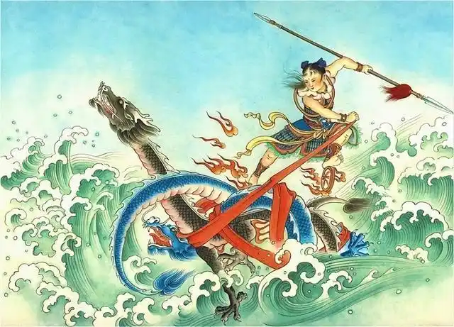 哪吒闹海的传说为托塔天王 李靖 与 殷夫人(名素知)的第三太子,兄为