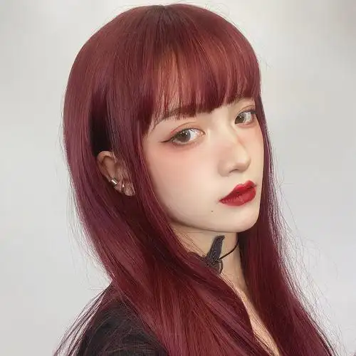 小鱼苗红色假发中长直发网红自然lolita洛丽塔日常可爱逼真假毛你那么