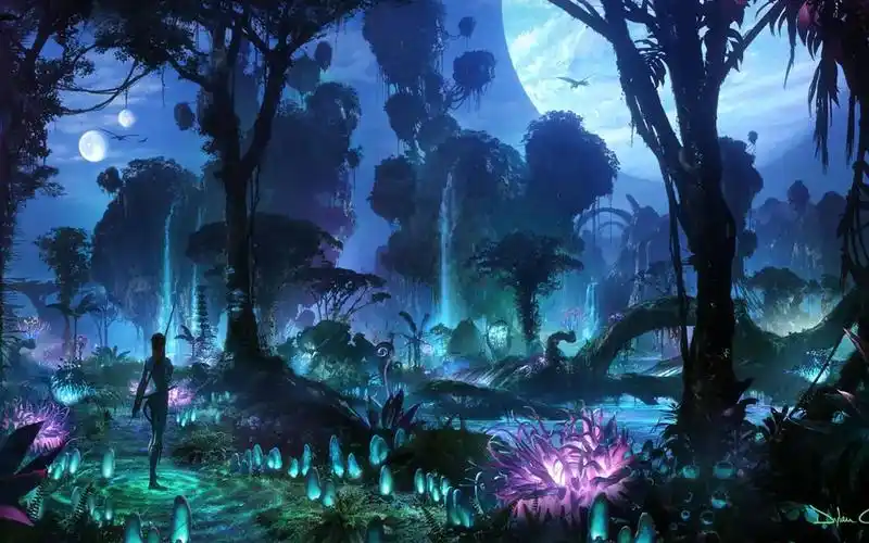 阿凡达 pandora卫星森林 天空中的双卫星和气态巨行星