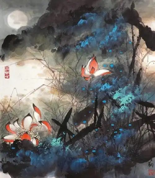 施云翔作品欣赏:泼墨泼彩技法运用到花鸟画上,也别有一番意境