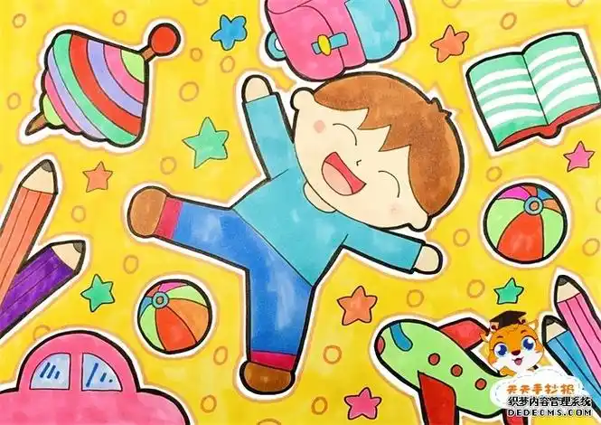 小学生校园儿童画绘画作品图片大全,精选海量文明校园绘画教程素材