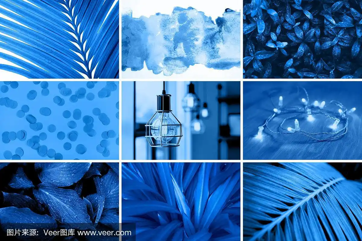 带有蓝色色彩的创造性拼贴画.