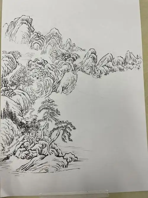 国画山水白描14未完成