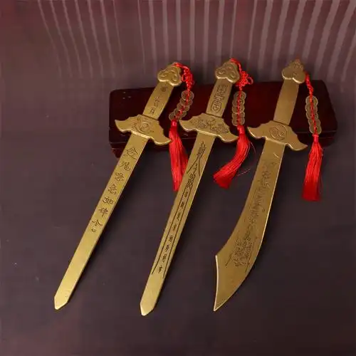 2022新款太上老君法器纯铜七星剑太上老君剑道士法事法器铜钱剑阴阳刀