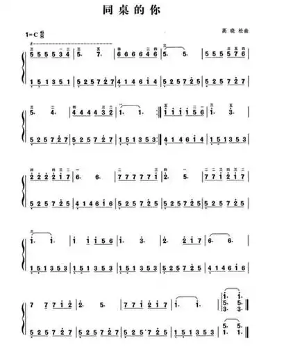 同桌的你简谱电子琴同桌的你左手伴奏简谱