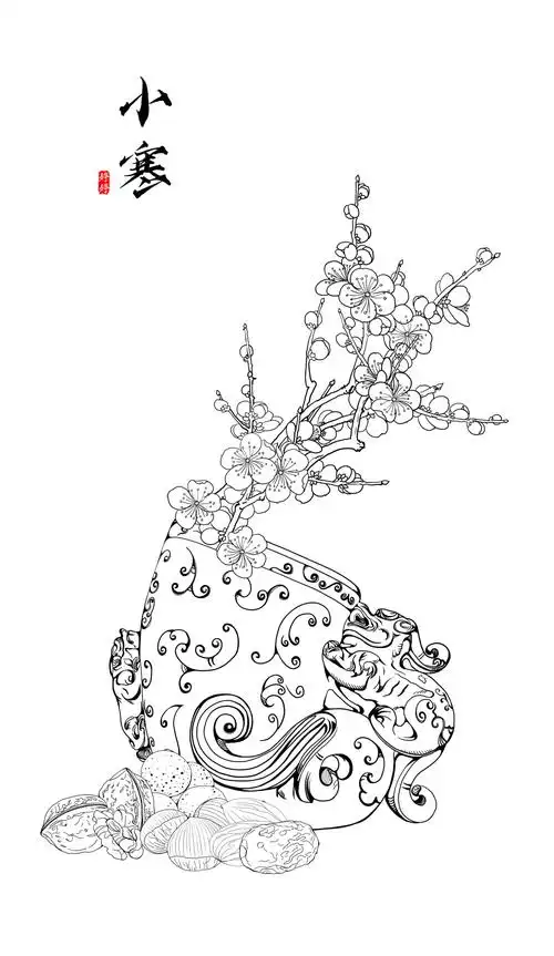 原创-24节气国风插画线稿下部12张-古田路9号-品牌创意/版权保护平台