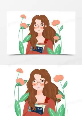 卡通手绘女老师形象免抠元素