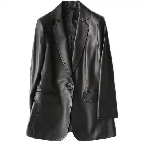 憨厚皇后2018春季新款海宁真皮皮衣女士修身绵羊皮小西装外套70