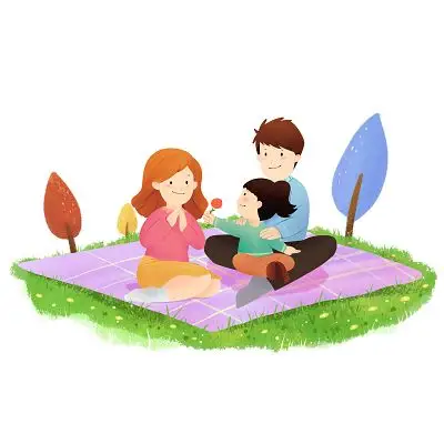 一家人出去玩插画素材手绘卡通六一儿童节玩具原创素材白色卡通3d立体