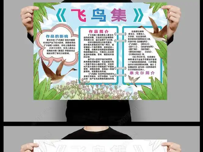 泰戈尔飞鸟集小报模板读后感阅读好书推荐线描手抄报素材