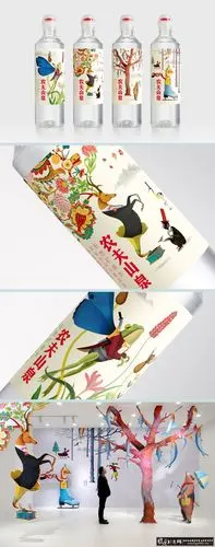 农夫山泉矿泉水瓶子包装设计 一款有故事的非常规矿泉水创意插画包装