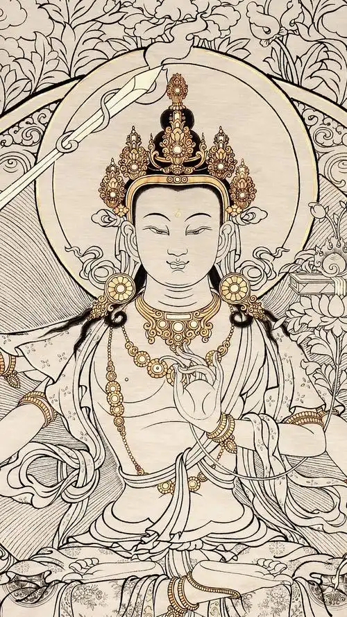 灵谷山房工笔手绘佛像系列课程第4期文殊菩萨像