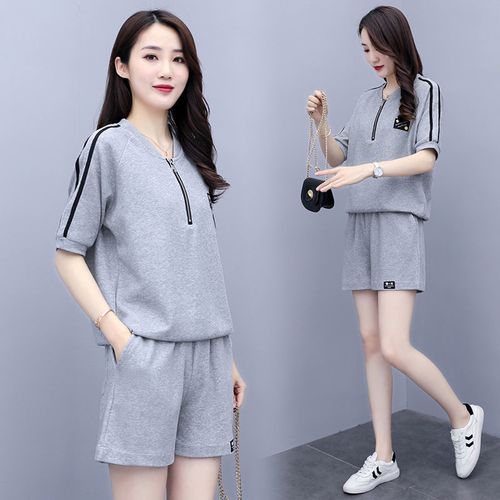 2022夏季新款短裤休闲运动套装女宽松显瘦洋气减龄时尚跑步两件套