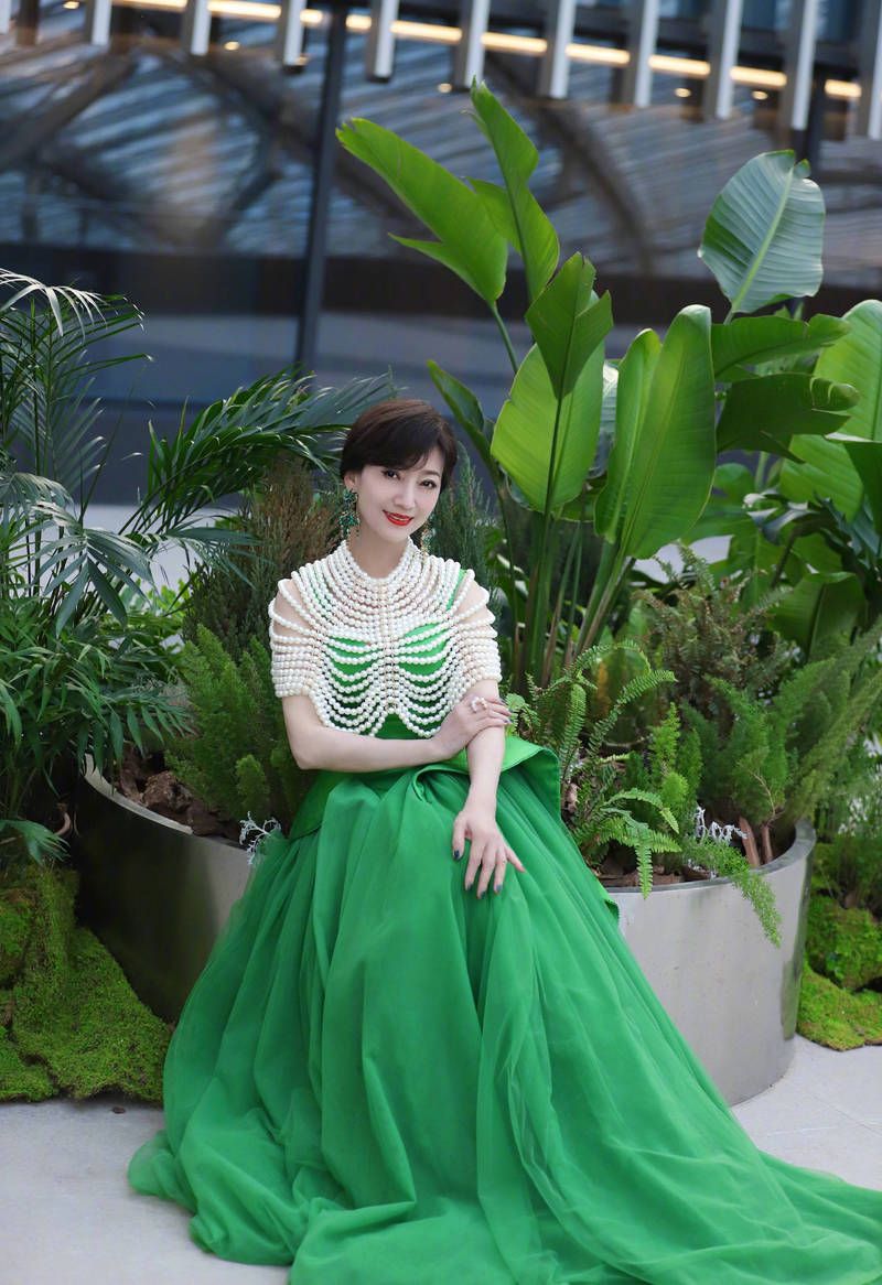 赵雅芝再度展现优雅魅力,一袭绿裙成时尚焦点_气质_大气_写真照