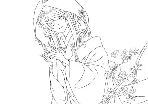 古风人物线稿素材