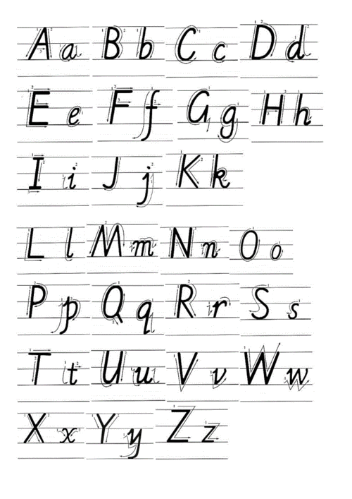 26个英语字母手写体示范一doc3页