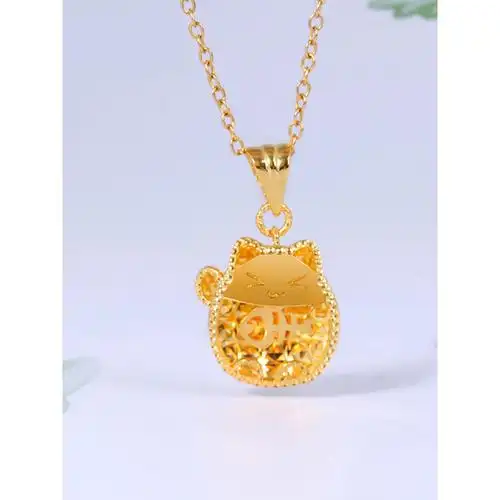 zhaoliang兆亮珠宝招财猫18k金项链女款时尚k金吊坠黄金吊坠女情人节