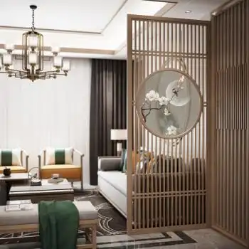 新中式屏风隔断客厅卧室遮挡家用简约现代进门档煞玄关格栅时尚胡桃木