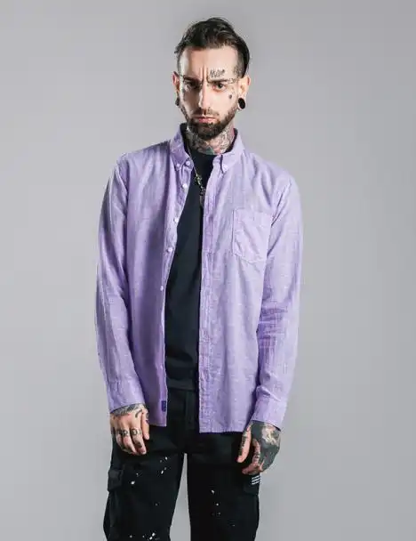 男装秋季潮牌新品日系复古薄款棉麻纯色衬衣韩版男士衬衫潮