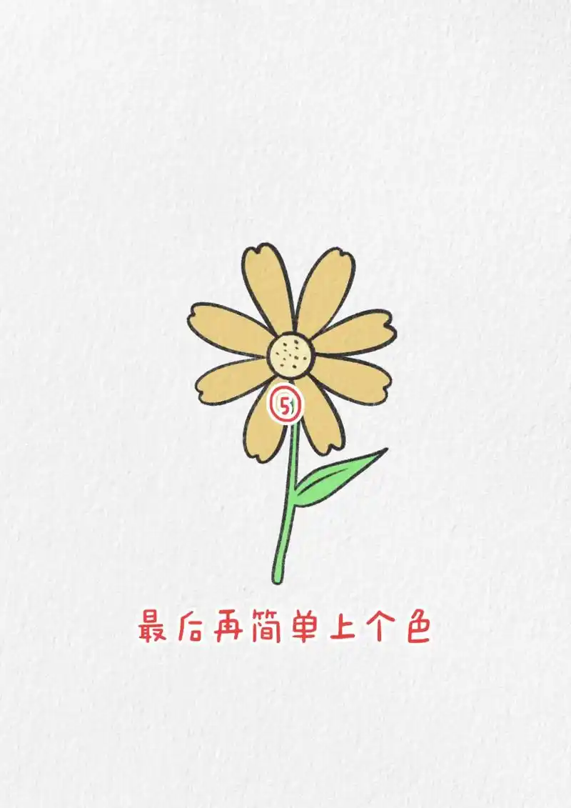 第5个-小雏菊.100个简笔画教程#简笔画 #少儿美术 #宝 - 抖音