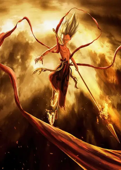 趁热度手绘动漫人物手绘哪吒手绘合成海报