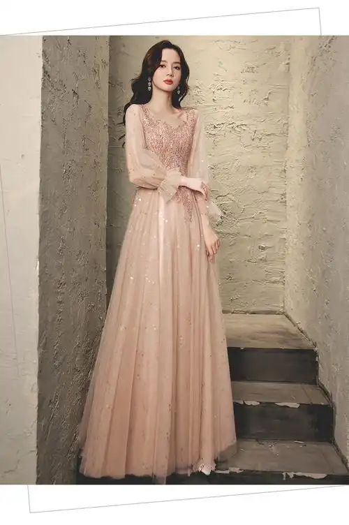 长袖婚纱礼服款式晚礼服流行元素纯色婚纱礼服摆型a字裙适用场景婚庆