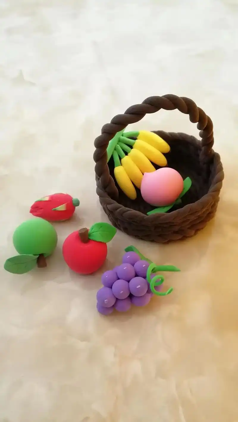 简单粘土水果篮做法#超轻粘土手工 #手工diy  - 抖音