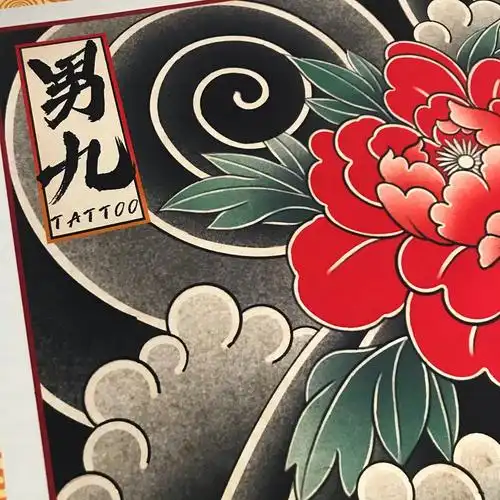 牡丹花臂/传统纹身/老传统纹身/男九原创