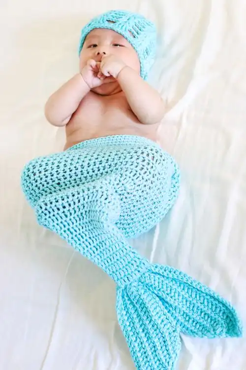 新生婴儿童拍照衣服宝宝百天满月摄影服饰影楼照相道具美人鱼服装