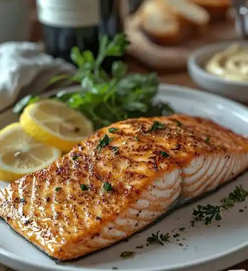 异国风味:香煎三文鱼配柠檬黄油酱