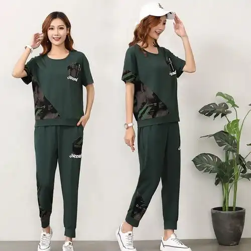 女装2020夏装两件套胖mm洋气套装宽松遮肉显瘦胖妹妹减龄时尚大码