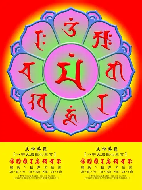 文殊师利菩萨八字大威德心真言图片