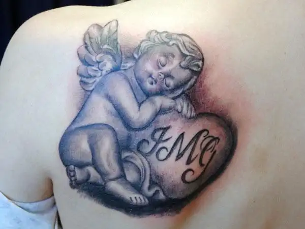 baby angel tattoos designs, ideas and meaning