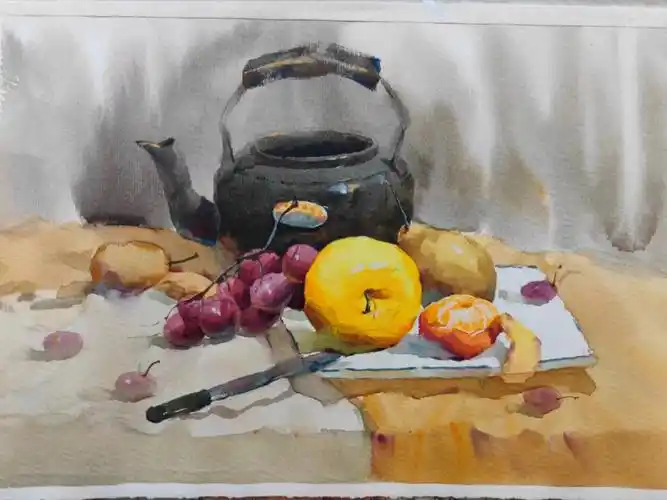 水彩静物写生水壶组合