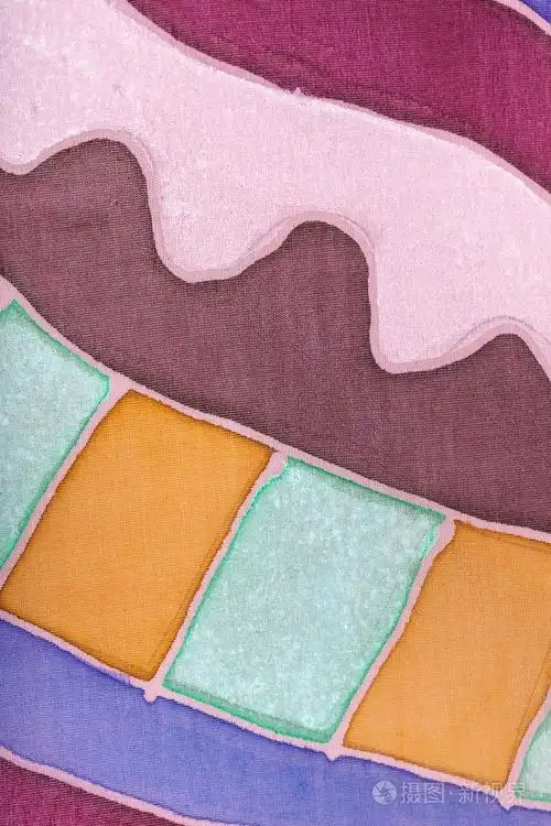 抽象条纹画真丝蜡染