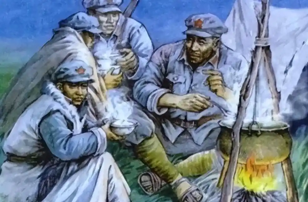 《金色的鱼钩》插图据曾跟随红四方面军过草地的女战士莱玲回忆,虽然