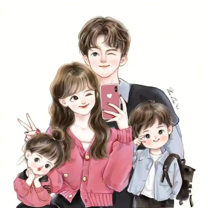 亲子头像人物素材分享.#亲子头像 #全家福卡通头像 #你留名 - 抖音